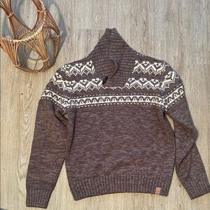 Vintage Brown and Cream Turtleneck Sweater